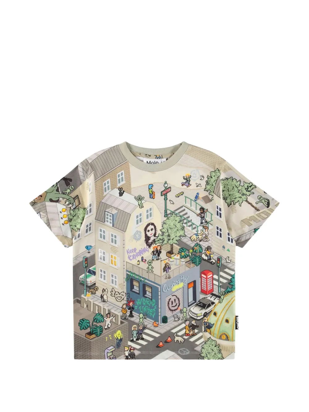 Molo Riley graphic-print short-sleeve T-shirt - Toni neutri