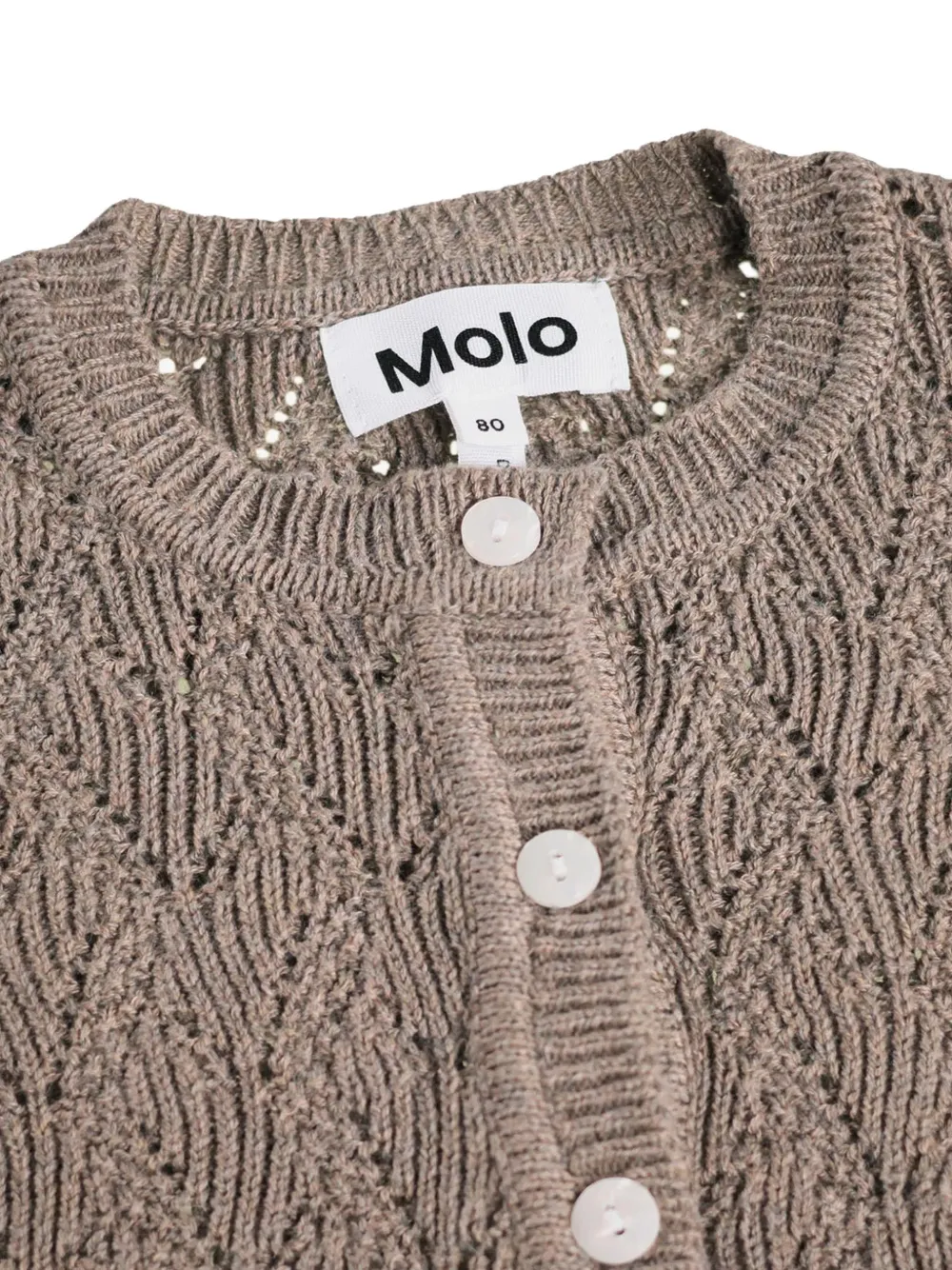 Molo Gilli pointelle-gebreid vest Bruin