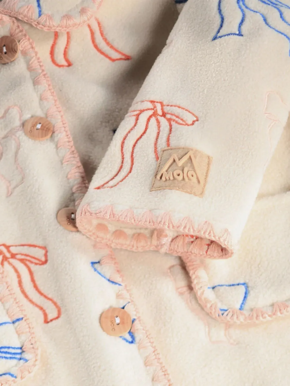 Molo Ursula fleece jack met geborduurde strik Wit