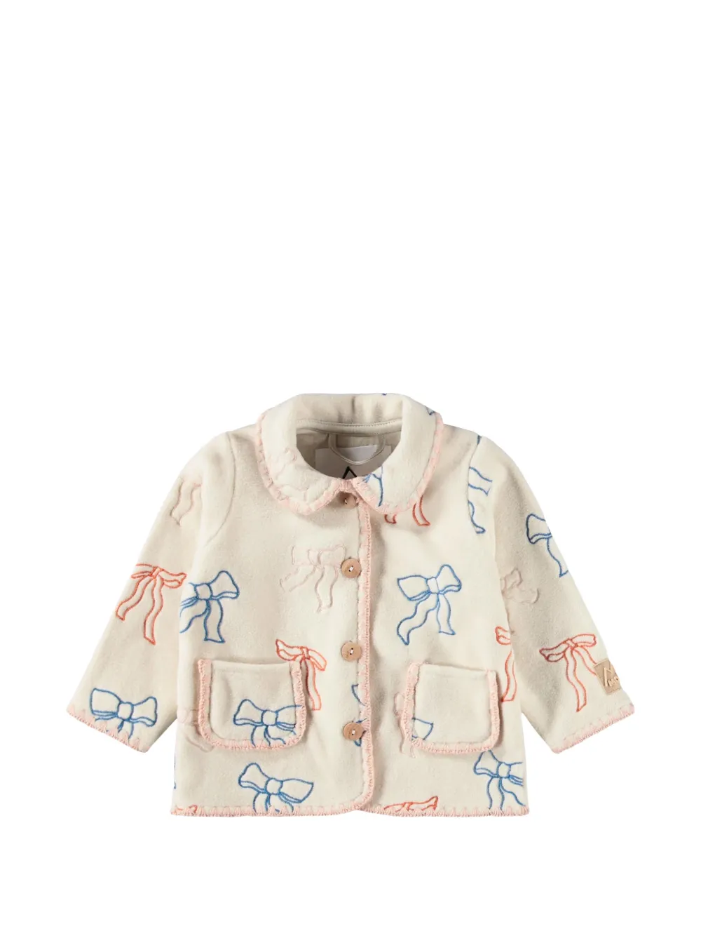 Molo Ursula bow-embroidered fleece jacket - Bianco