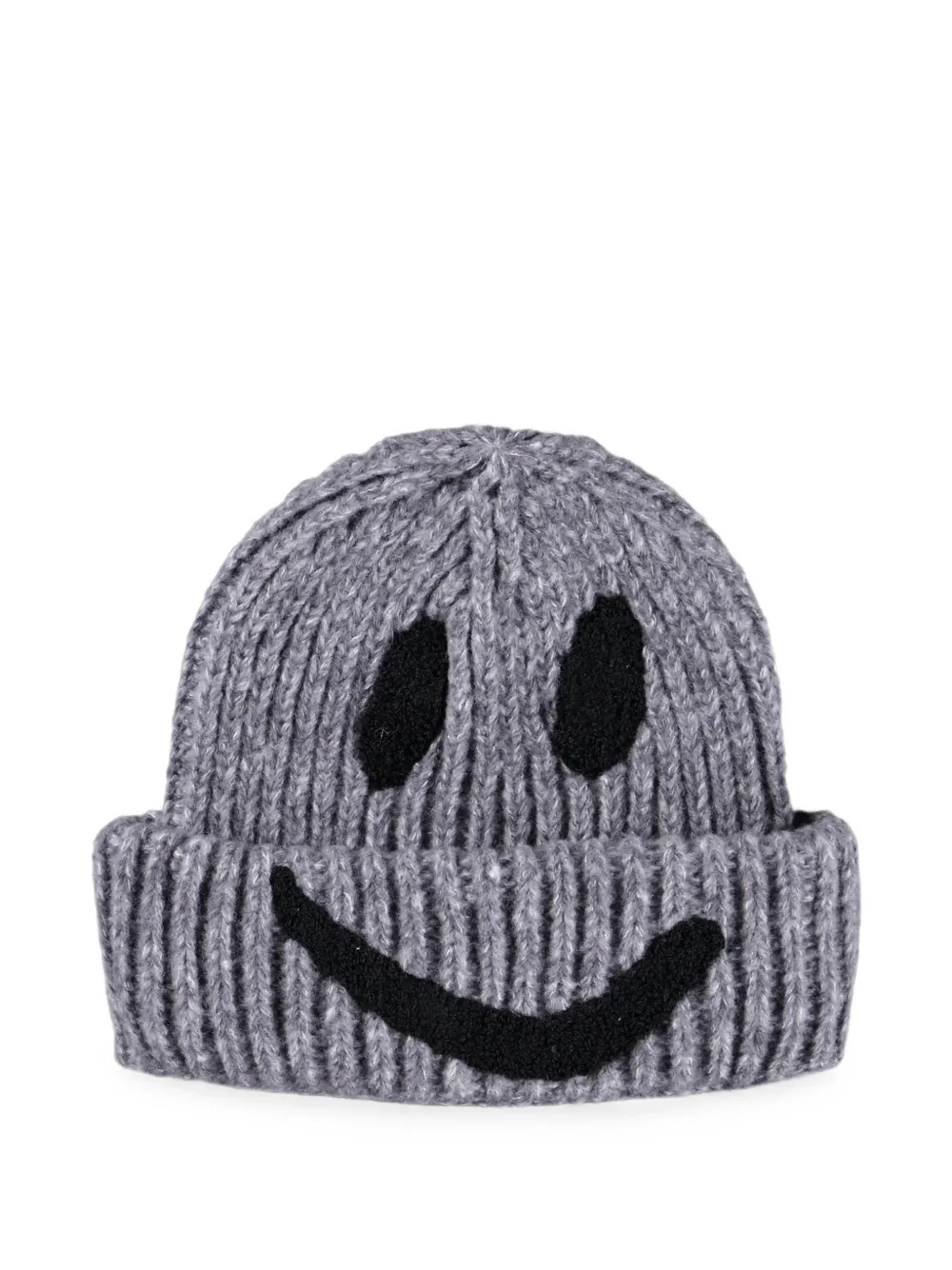 Molo Kim smiley-face chunky-knit beanie hat - Grigio