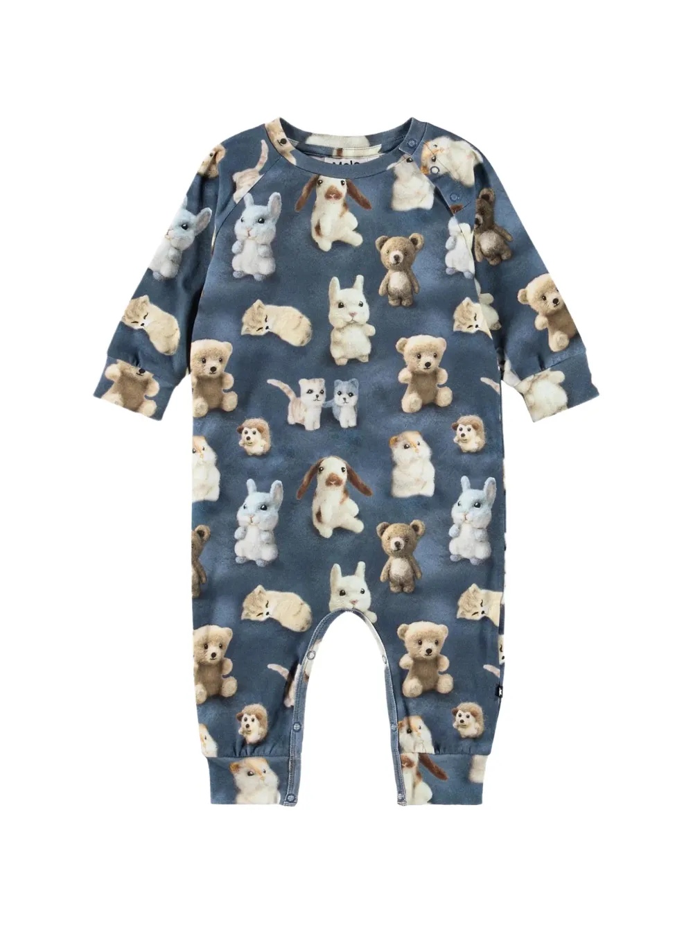 Molo Fairfa animal-print long-sleeve babygrow - Blu