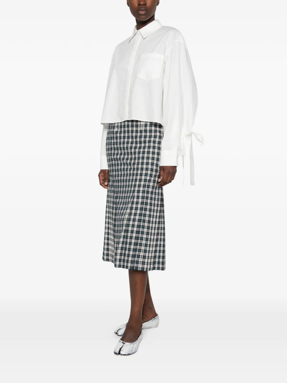 Cecilie Bahnsen Frina bow-detail embroidered shirt Wit