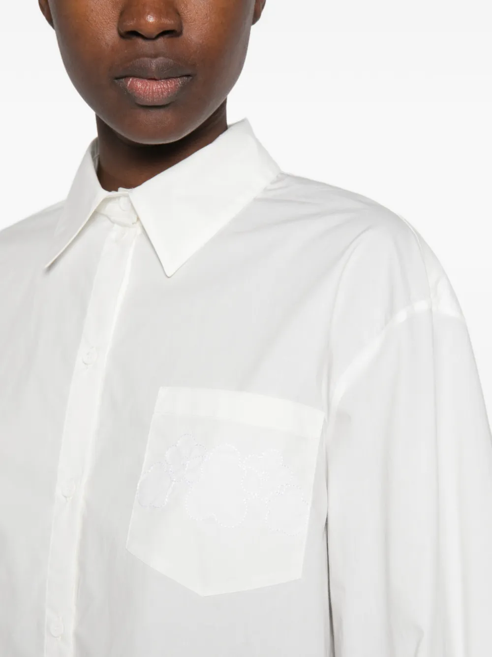 Cecilie Bahnsen Frina bow-detail embroidered shirt Wit