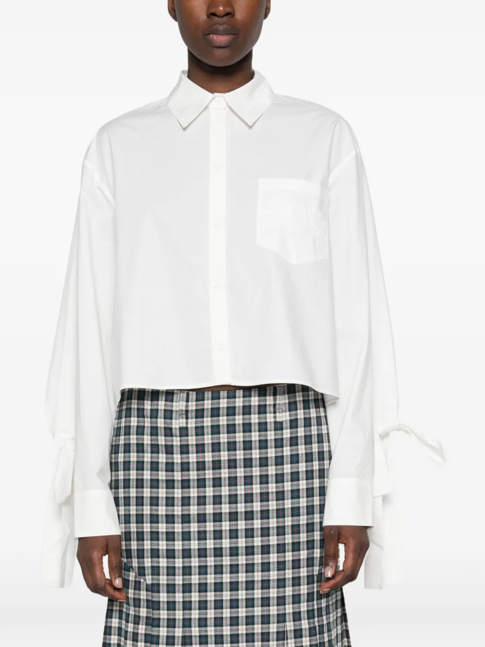 Cecilie Bahnsen Frina bow-detail embroidered shirt Wit