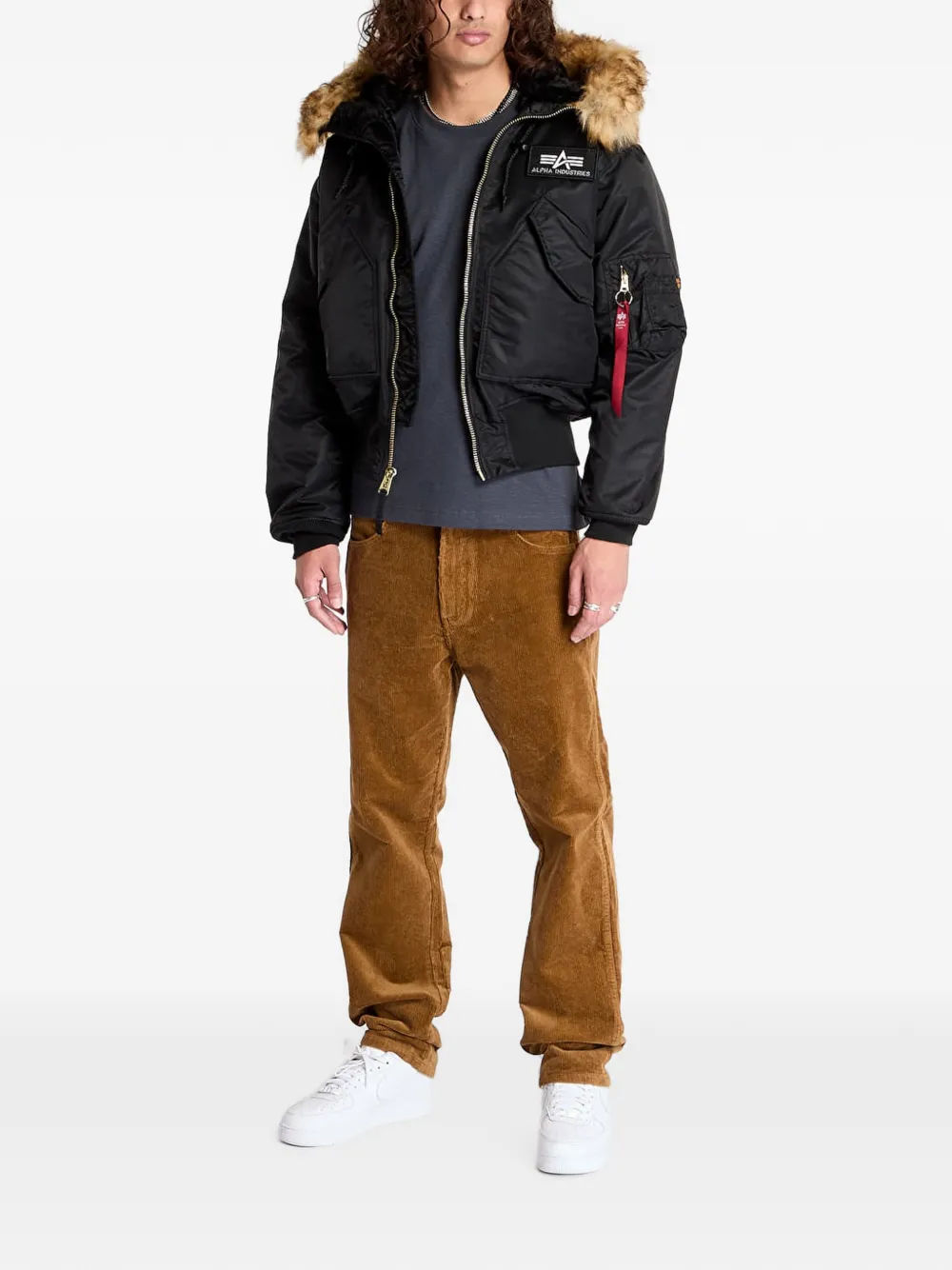Alpha Industries 45 P bomberjack met capuchon Zwart