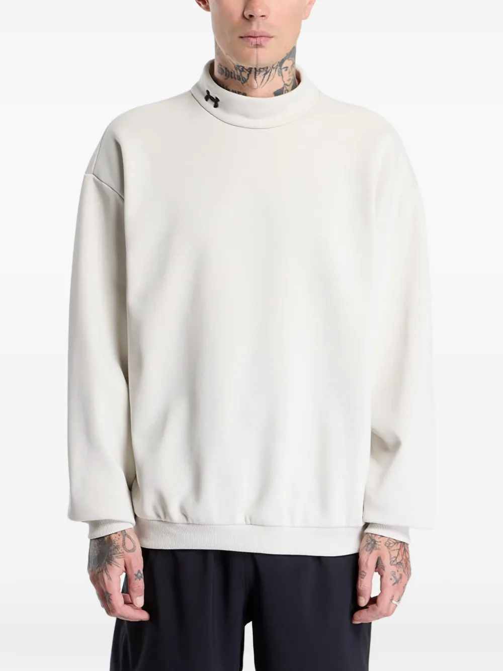Under Armour UA Icon Heavyweight Terry logo-embroidered high-neck sweatshirt Wit