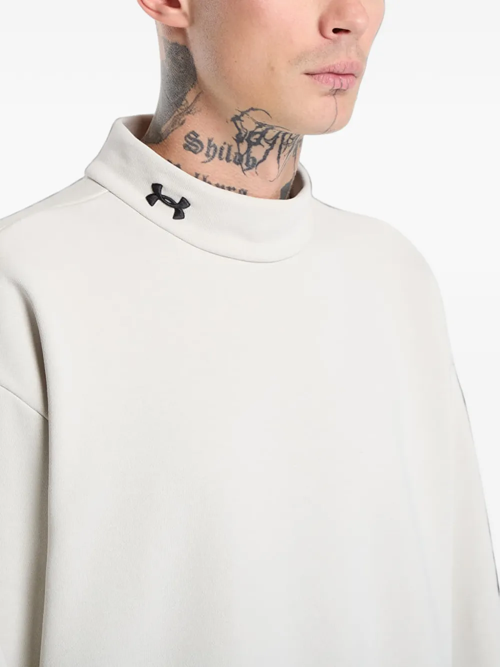 Under Armour UA Icon Heavyweight Terry logo-embroidered high-neck sweatshirt Wit