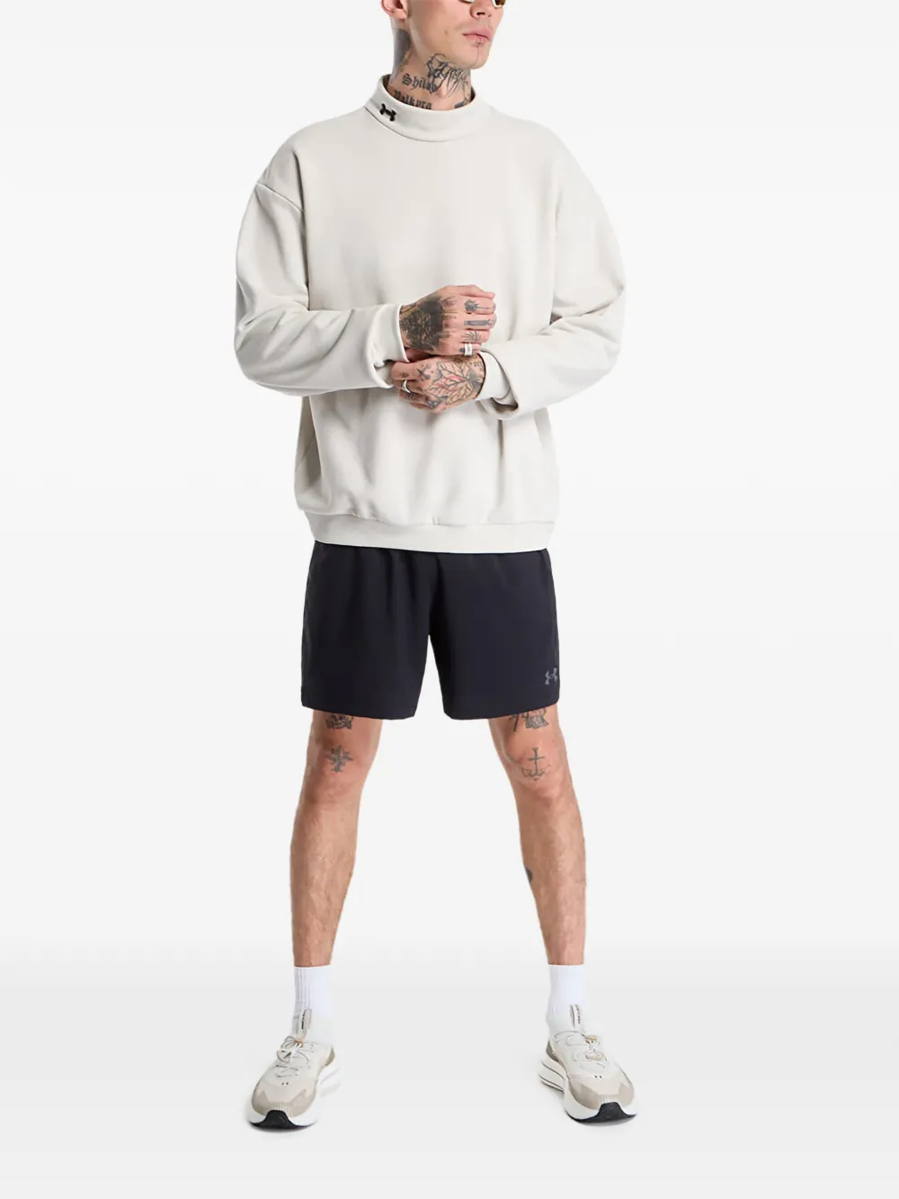 Under Armour UA Icon Heavyweight Terry logo-embroidered high-neck sweatshirt Wit