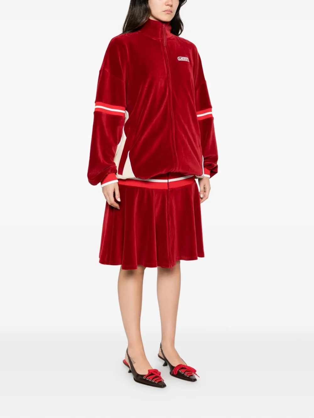 Lacoste Fluwelen mini-jurk met rits Rood