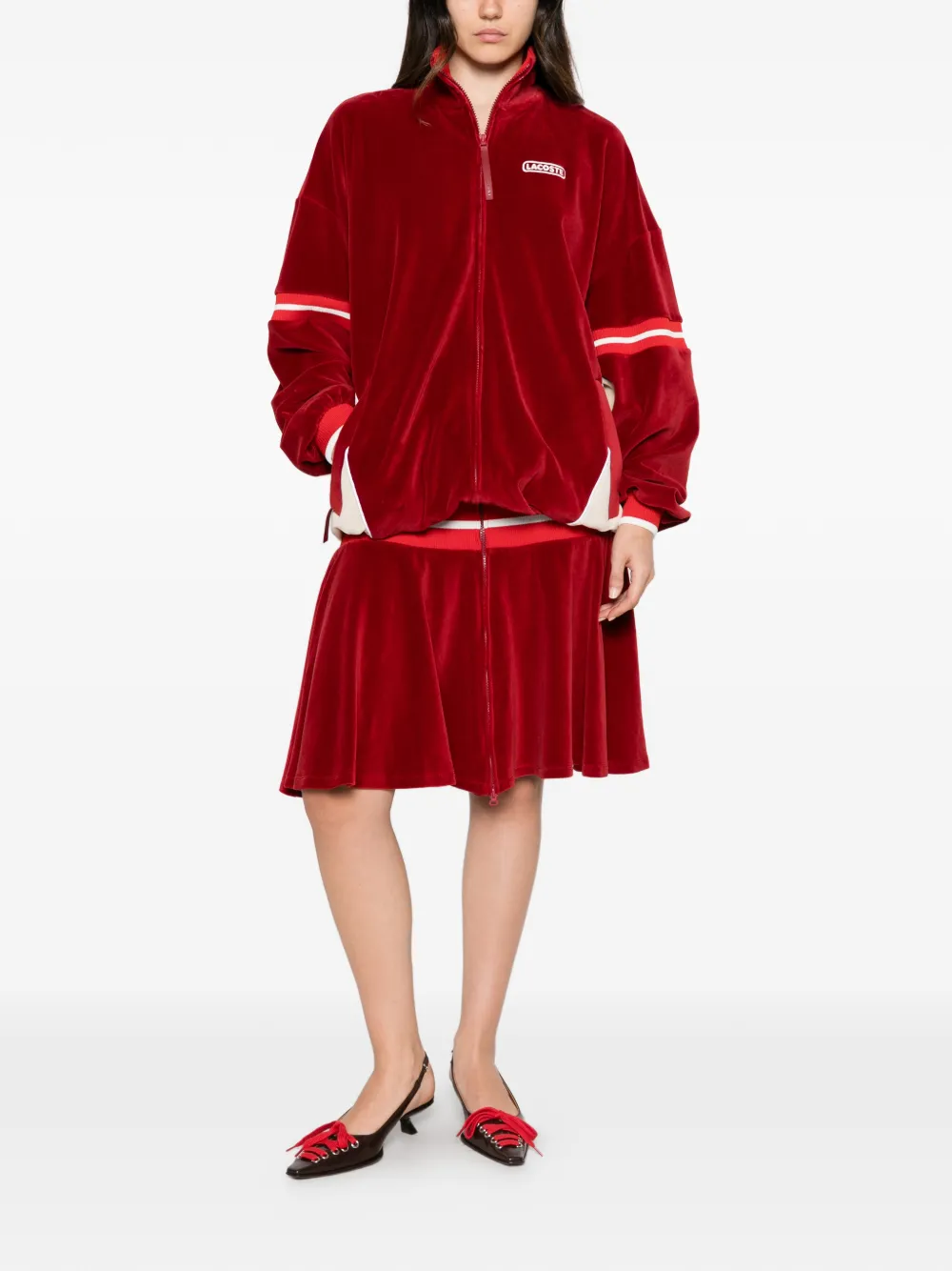 Lacoste Fluwelen mini-jurk met rits Rood