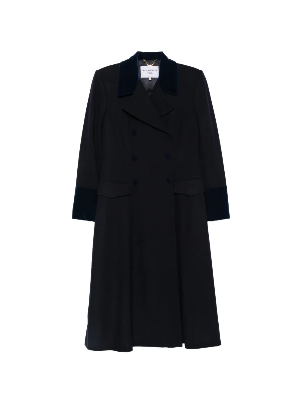 Blumarine Vintage 1990s double-breasted velvet-trim coat - Blau