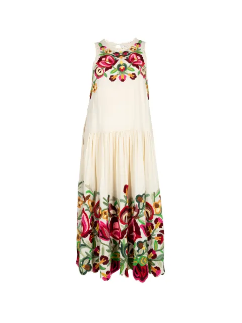 Sea Wilhelmina floral-embroidered midi dress