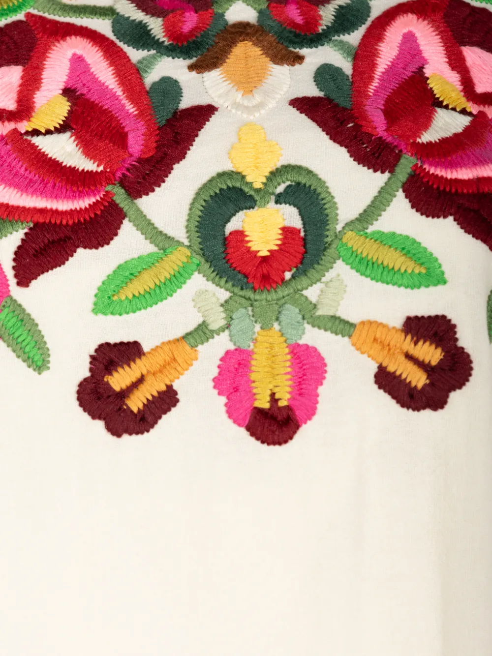 Sea Wilhelmina midi-jurk met geborduurde bloemen Beige