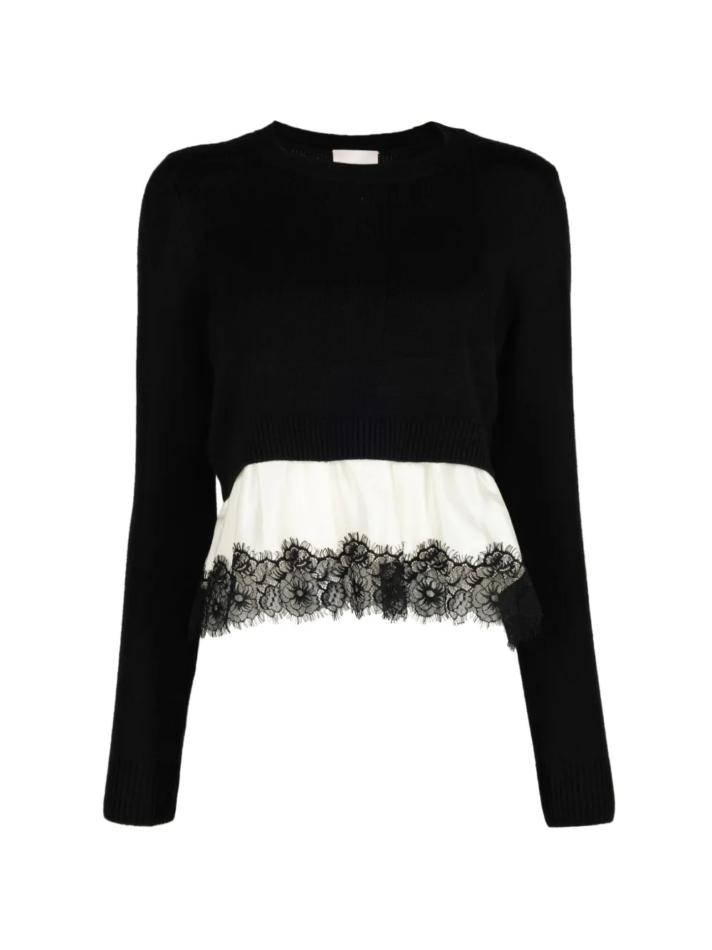 Cinq A Sept pull superposé Zyla bordé de dentelle - Noir Cinq A Sept pull superposé Zyla bordé de dentelle - Noir