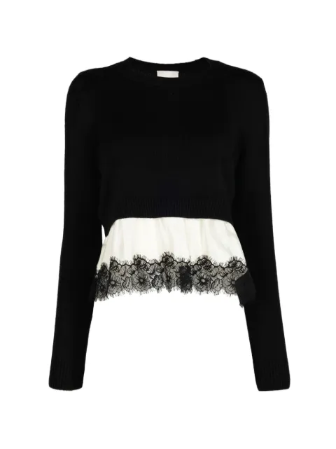 Cinq A Sept Zyla lace-trim layered sweater