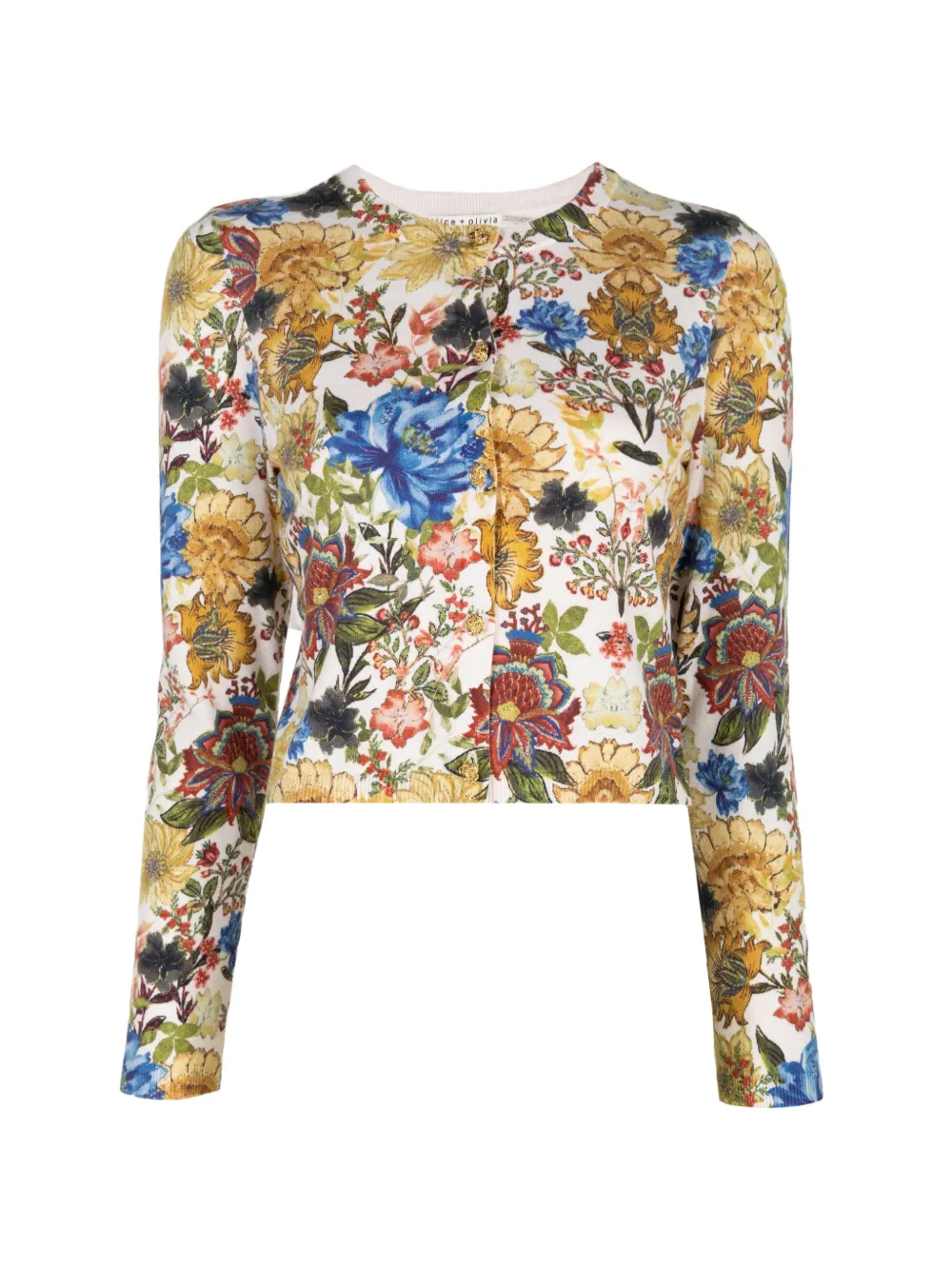 alice + olivia Cason floral-print cardigan - Tons neutres