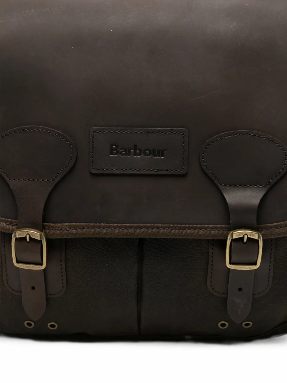 Barbour Leren messengertas met gespsluiting Bruin