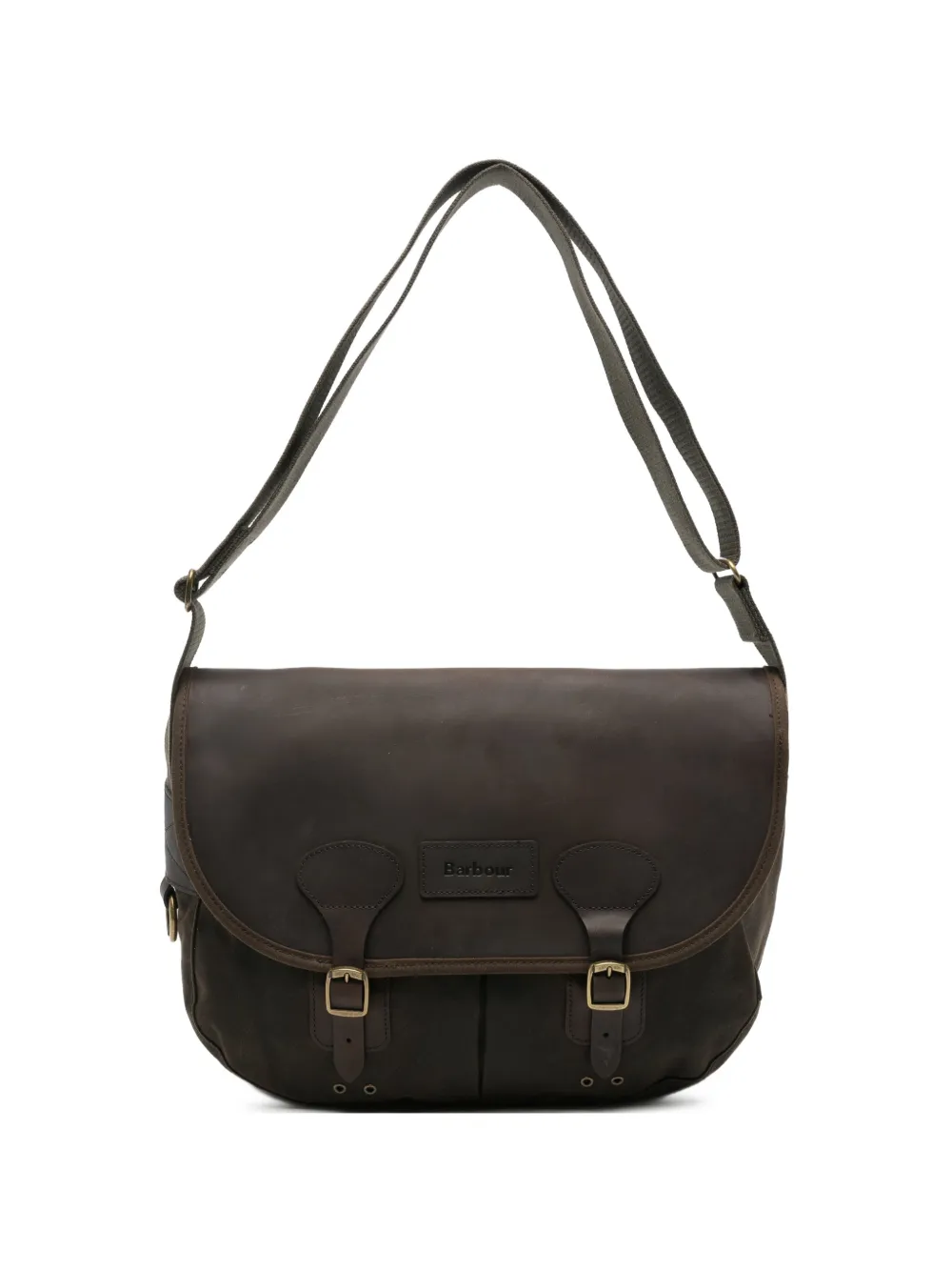 Barbour buckle-fastening leather messenger bag