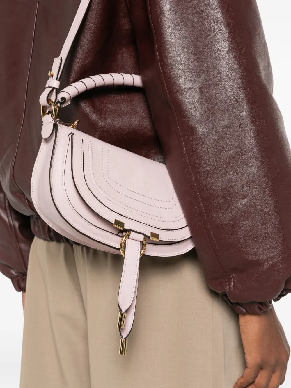 Chloé Marcie leren shopper Roze