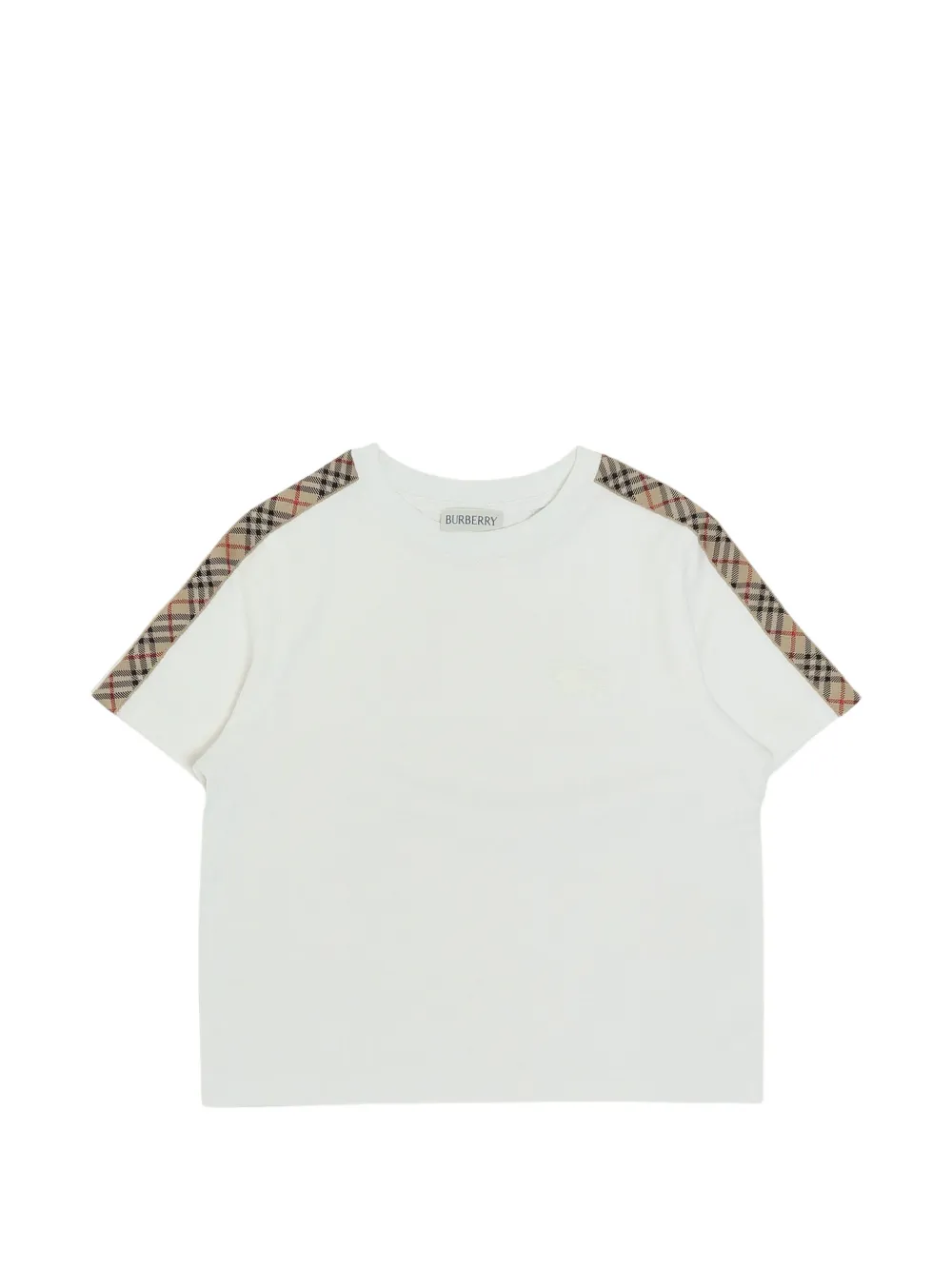 Burberry Kids checked-trim T-shirt - Bianco