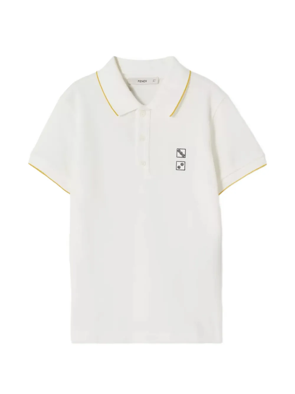 Fendi Kids logo-embroidered piqué polo shirt Wit