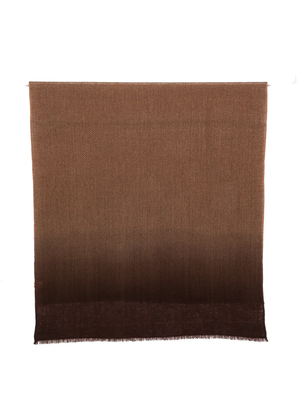 MIRROR IN THE SKY herringbone-weave frayed scarf - Marrone
