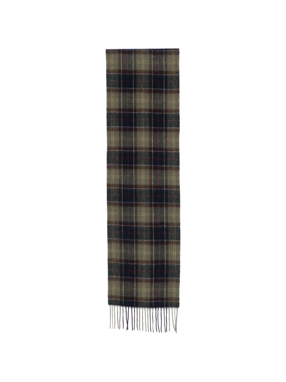 Barbour tartan-check fringed scarf set - Verde