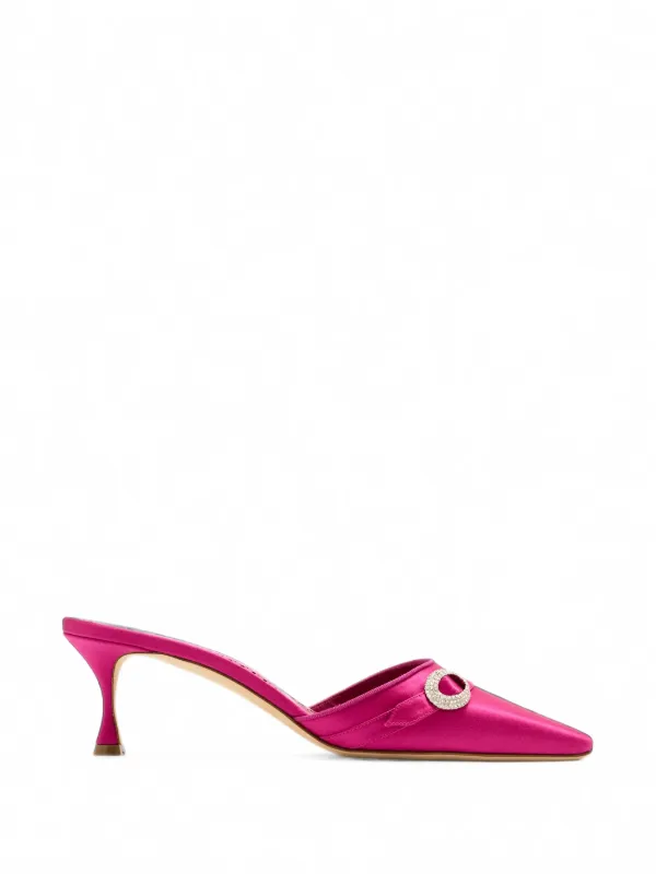 Manolo Blahnik Zutonmu Crystal-embellished Satin Mules in Pink