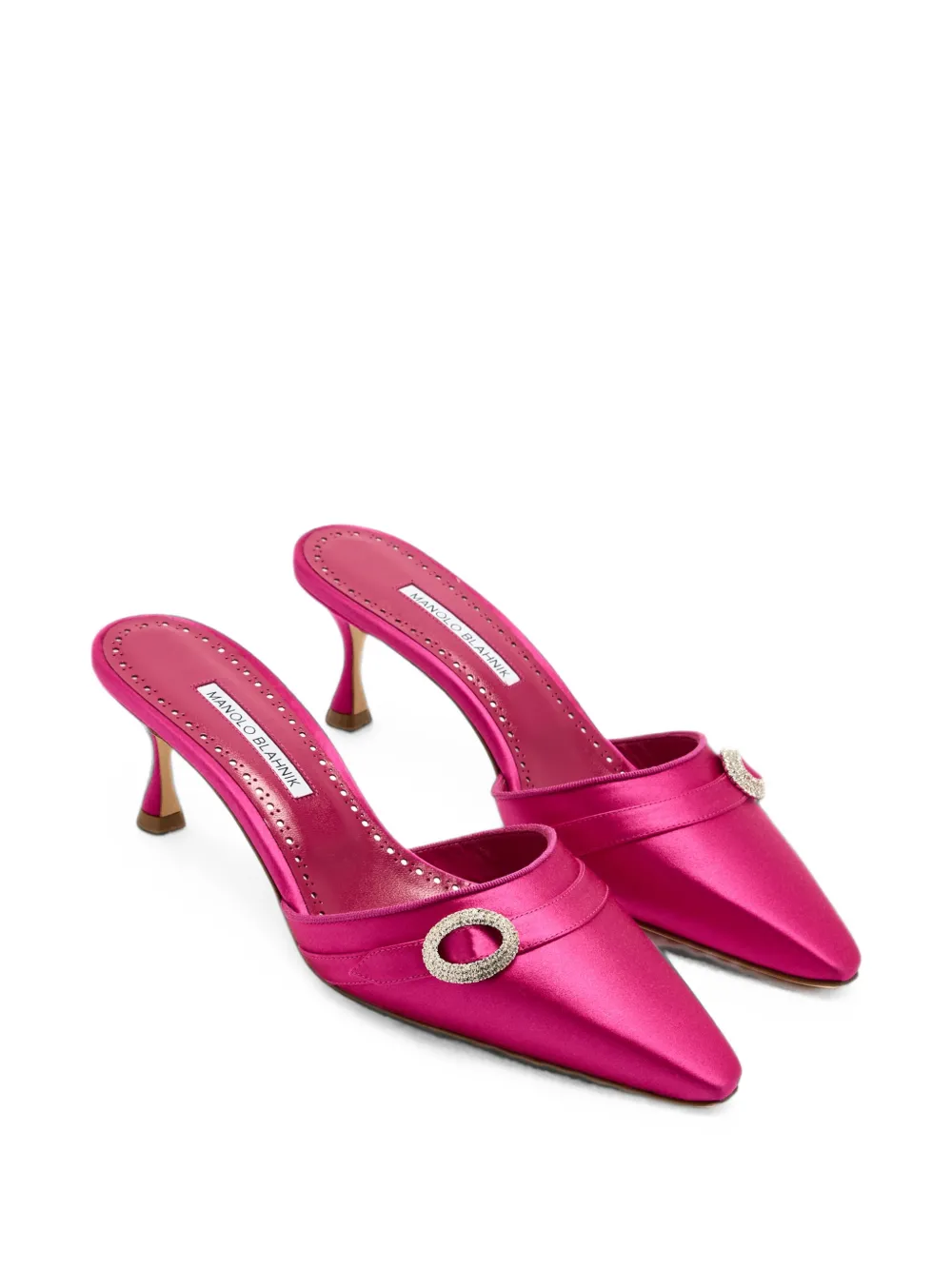 Manolo Blahnik Zutonmu crystal-embellished satin mules Roze