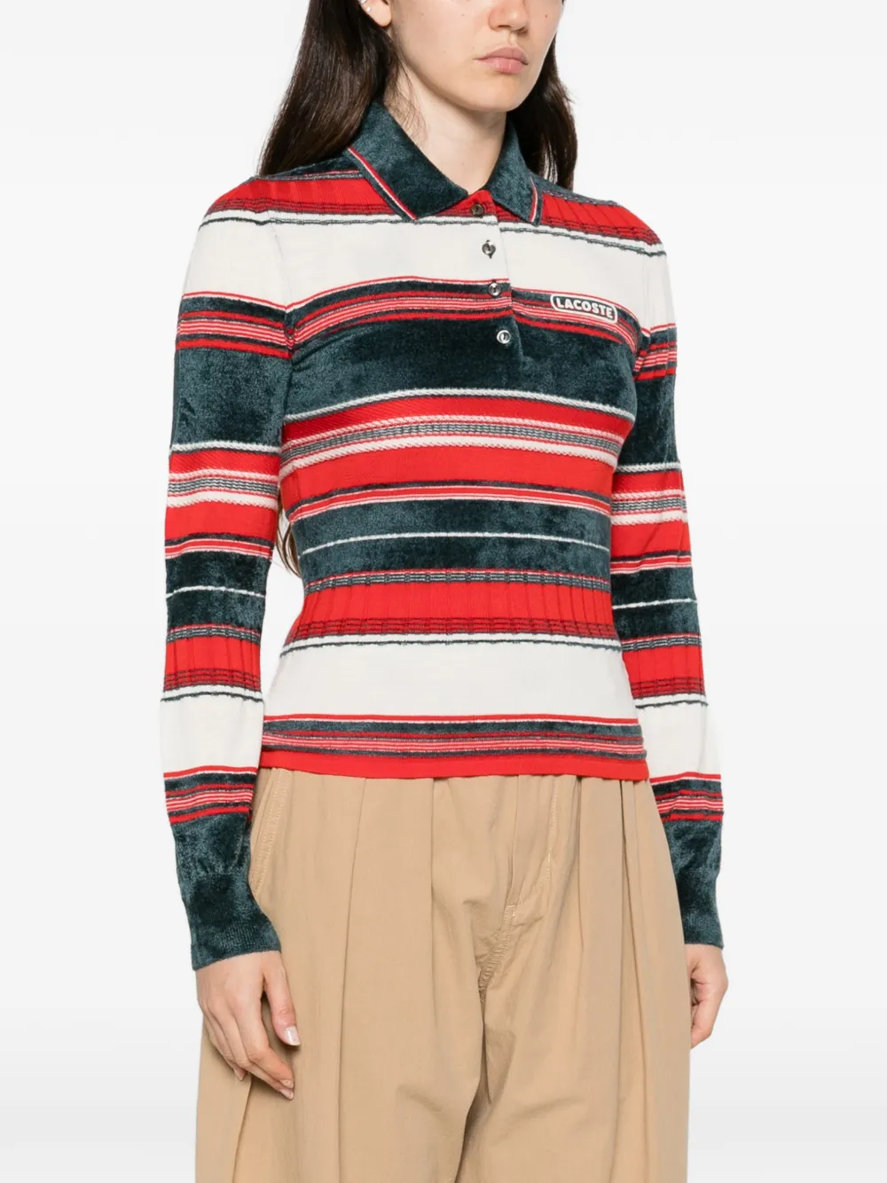 Lacoste Gestreepte polotrui Rood