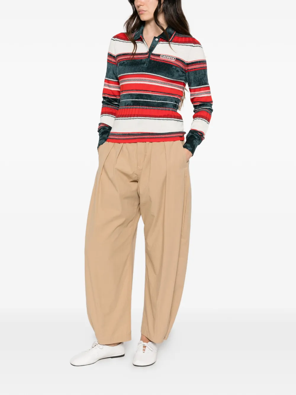 Lacoste Gestreepte polotrui Rood