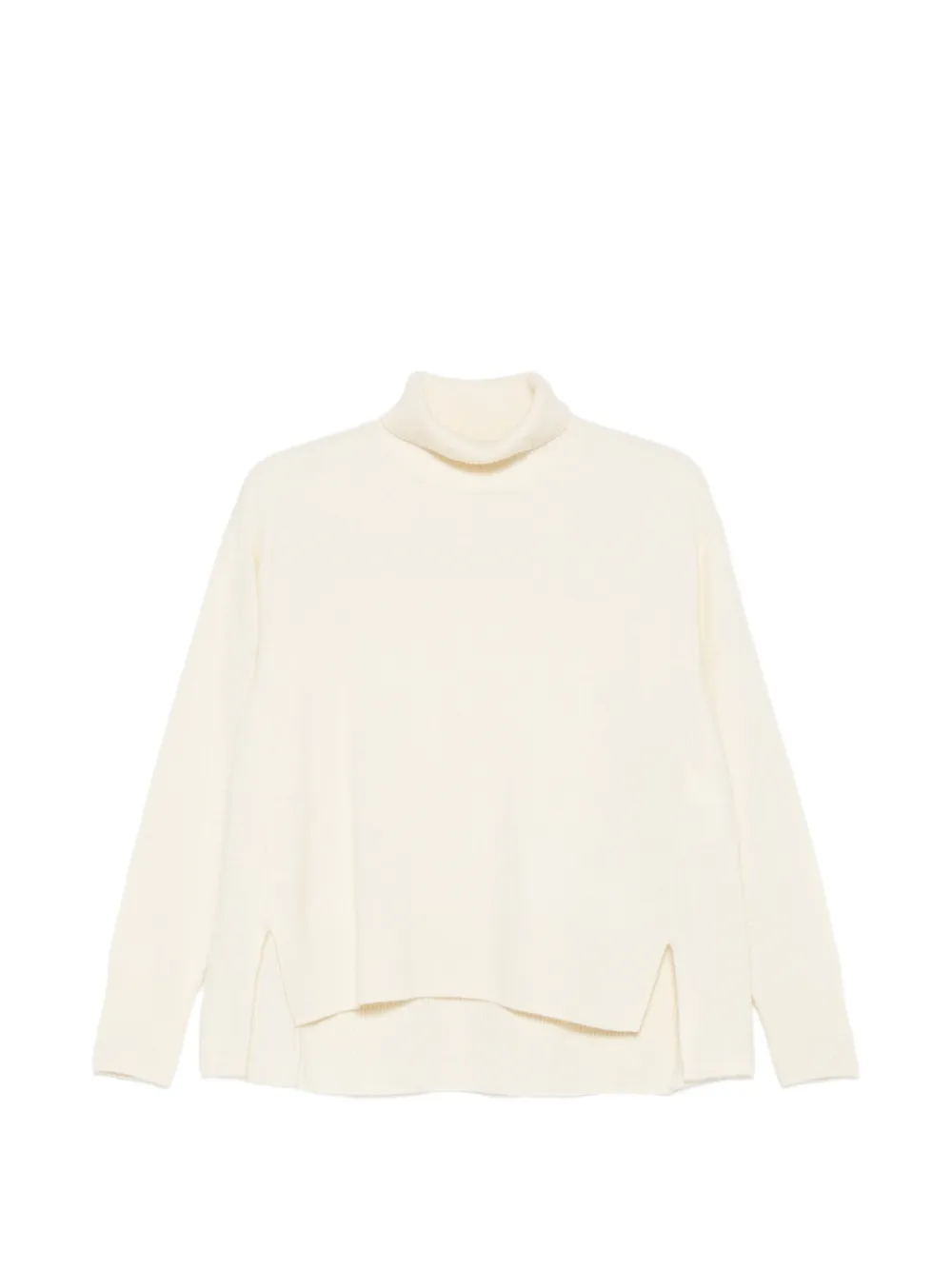 C.t.plage Roll-neck Side-slit Sweater In White