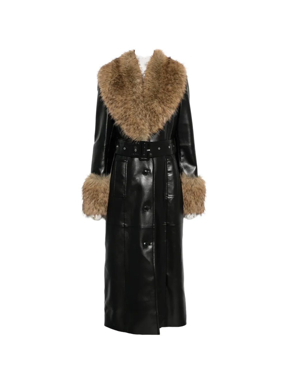STAND STUDIO Estella faux-fur belted coat - Nero