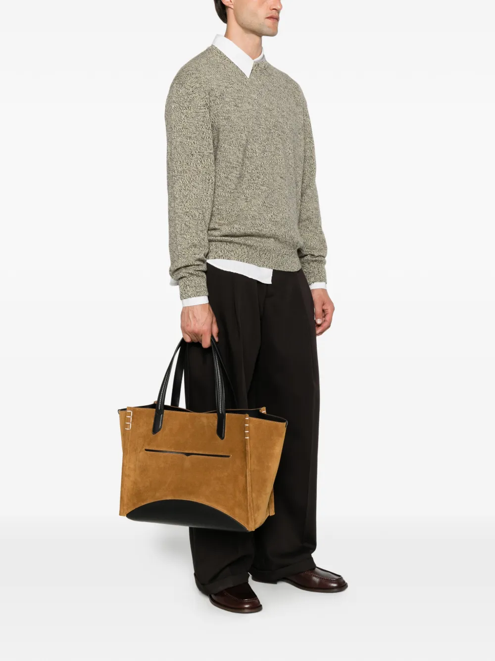 JW Anderson Loafer Cabas suède shopper met contrasterende afwerking Beige