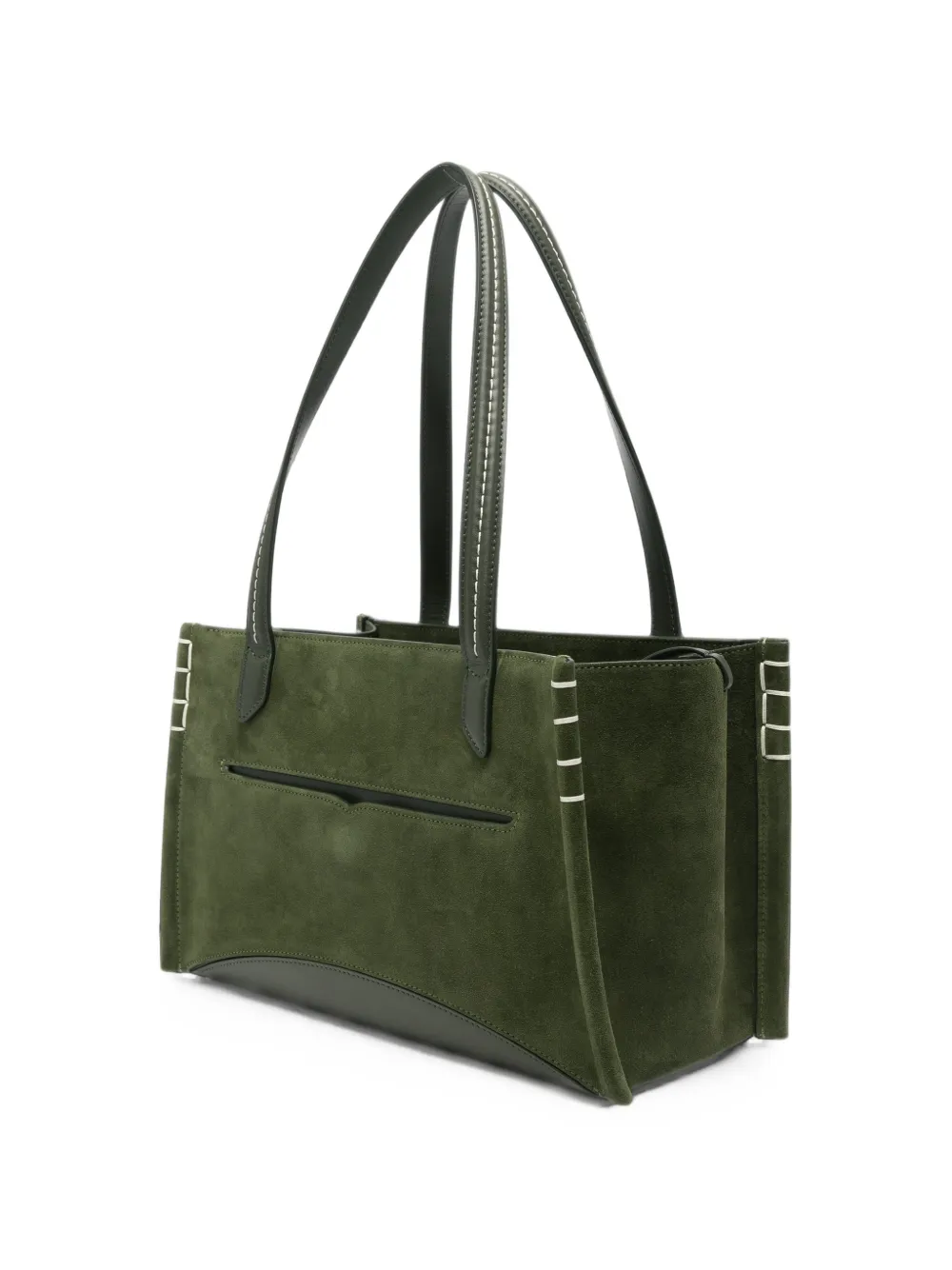 JW Anderson Elongated Loafer Cabas shopper met contrasterende stiksels en vlakken Groen