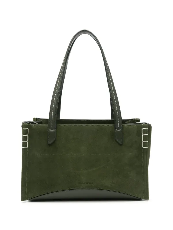 JW Anderson Elongated Loafer Cabas Contrast-stitch Panelled Tote Bag in Green