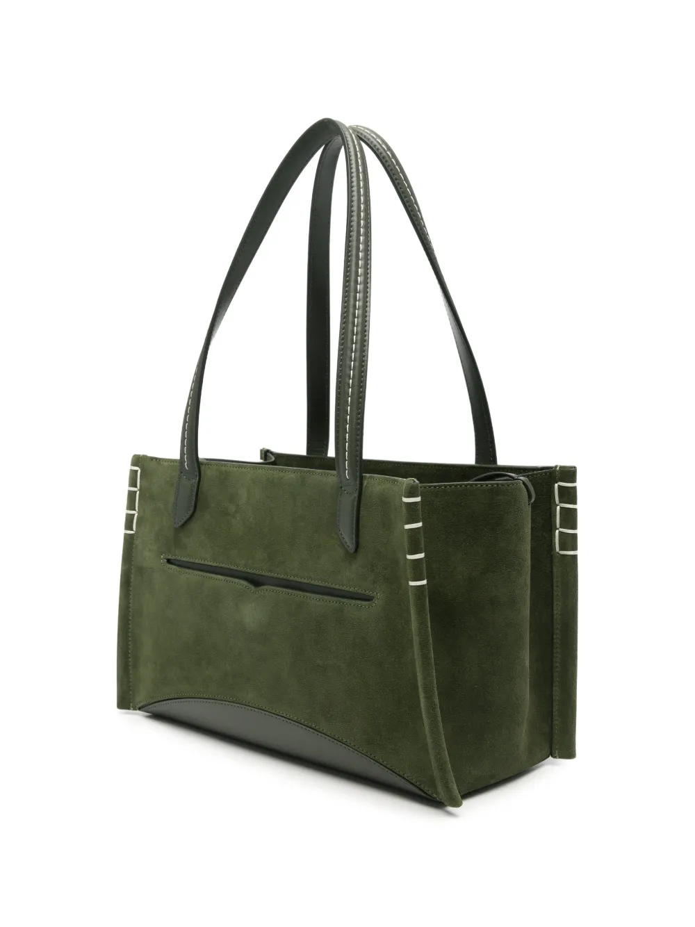 JW Anderson Elongated Loafer Cabas Contrast-stitch Panelled Tote Bag in Green, view 3