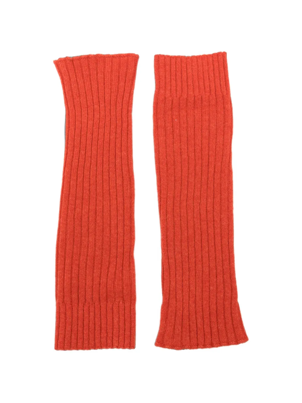 C.t.plage Ribbed-knit Fingerless Gloves In Red