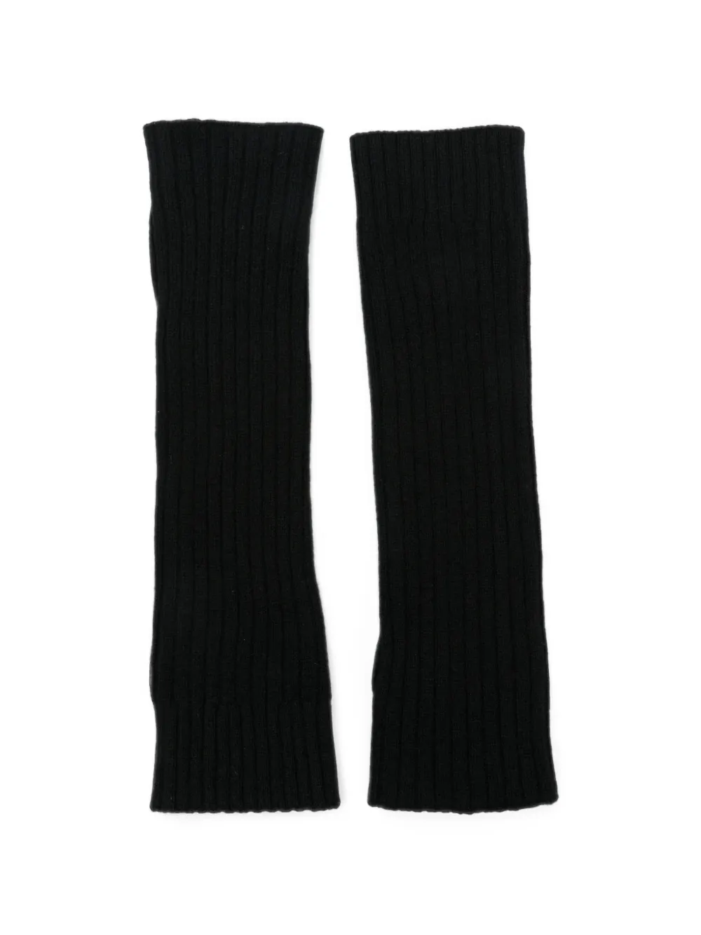 C.t.plage Ribbed-knit Fingerless Gloves In Black