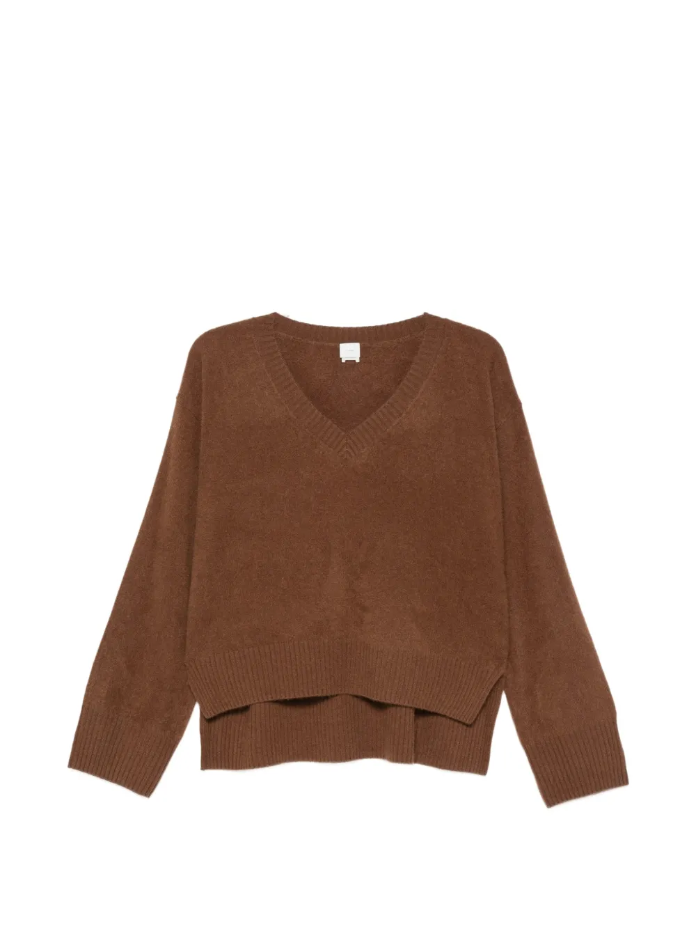 C.T.PLAGE V-neck side-slit sweater - Marrone