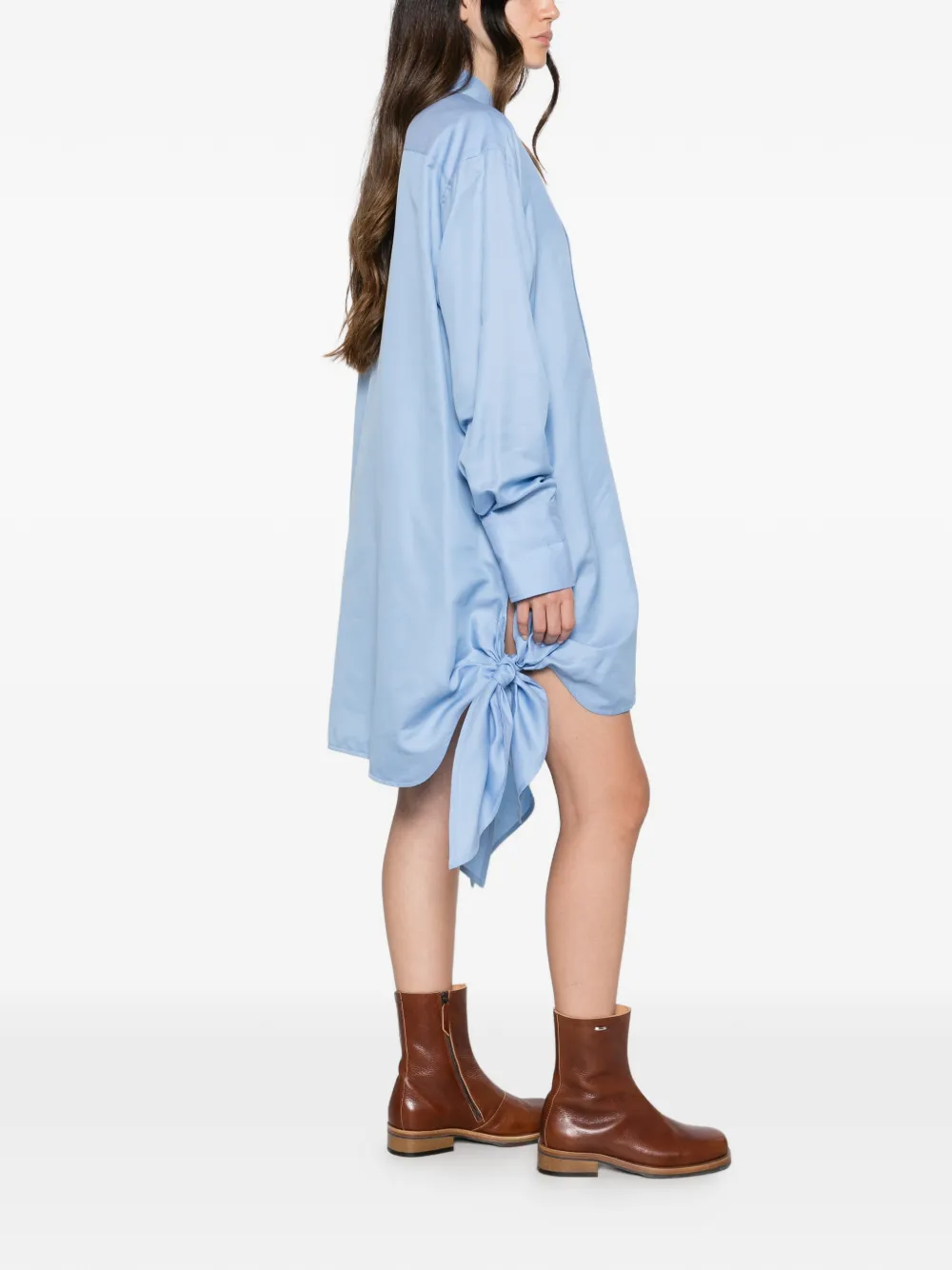 JW Anderson Mini-jurk in blousestijl met geknoopt detail Blauw