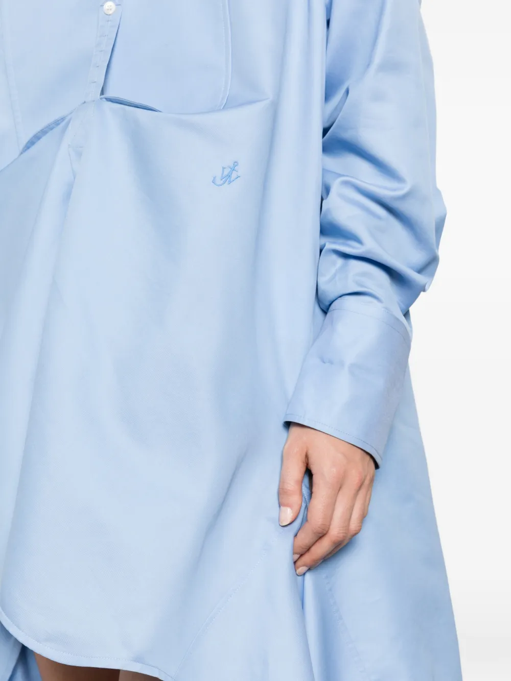 JW Anderson Mini-jurk in blousestijl met geknoopt detail Blauw