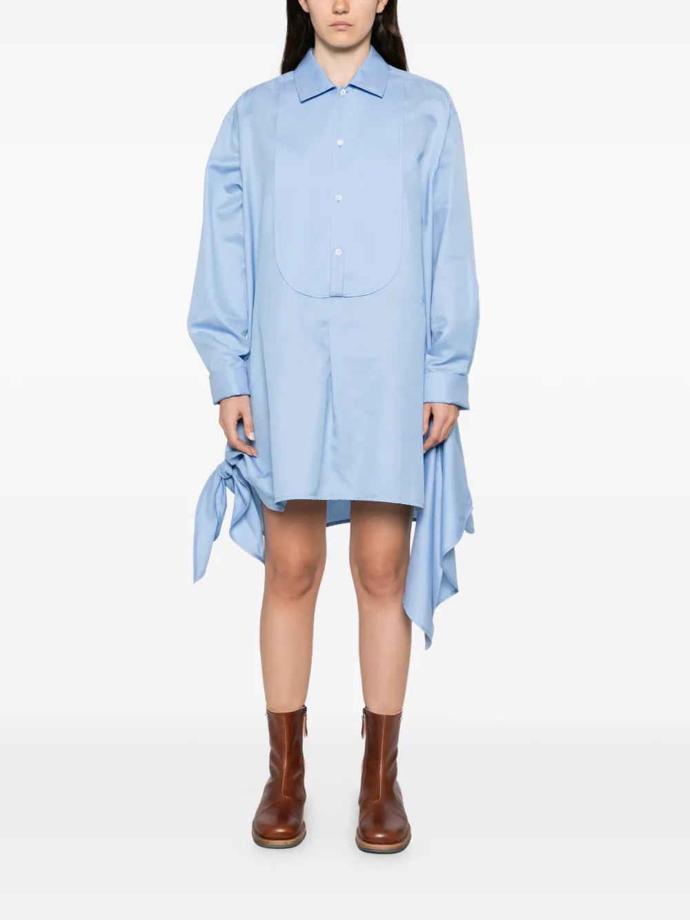 JW Anderson Mini-jurk in blousestijl met geknoopt detail Blauw