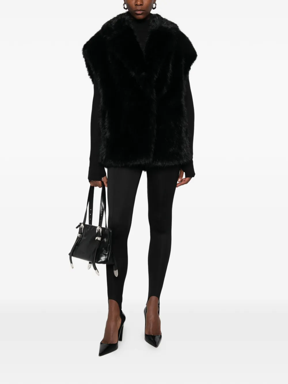 STAND STUDIO Kinley bodywarmer van imitatiebont Zwart