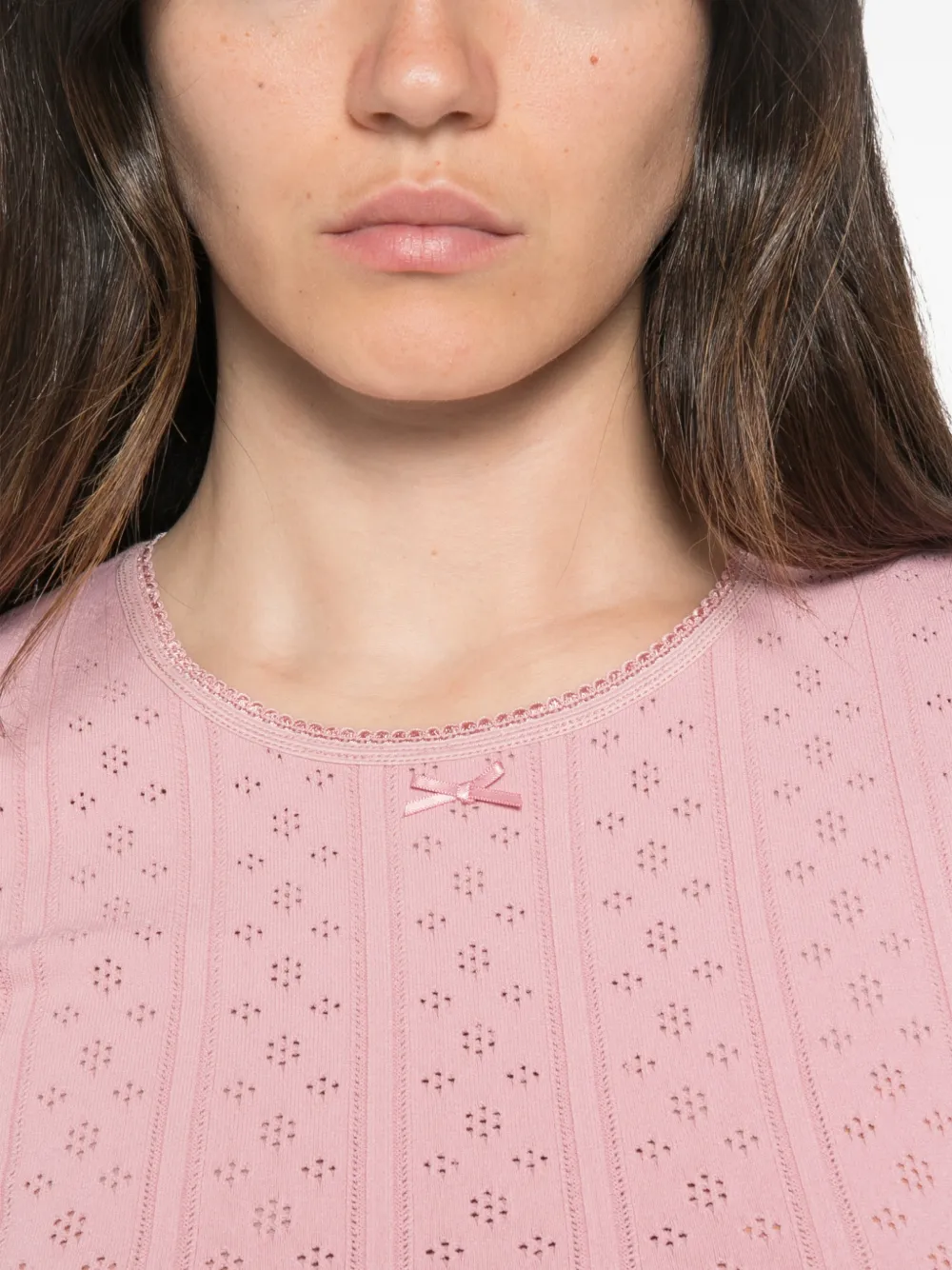 JW Anderson Pointelle T-shirt met strikdetail Roze
