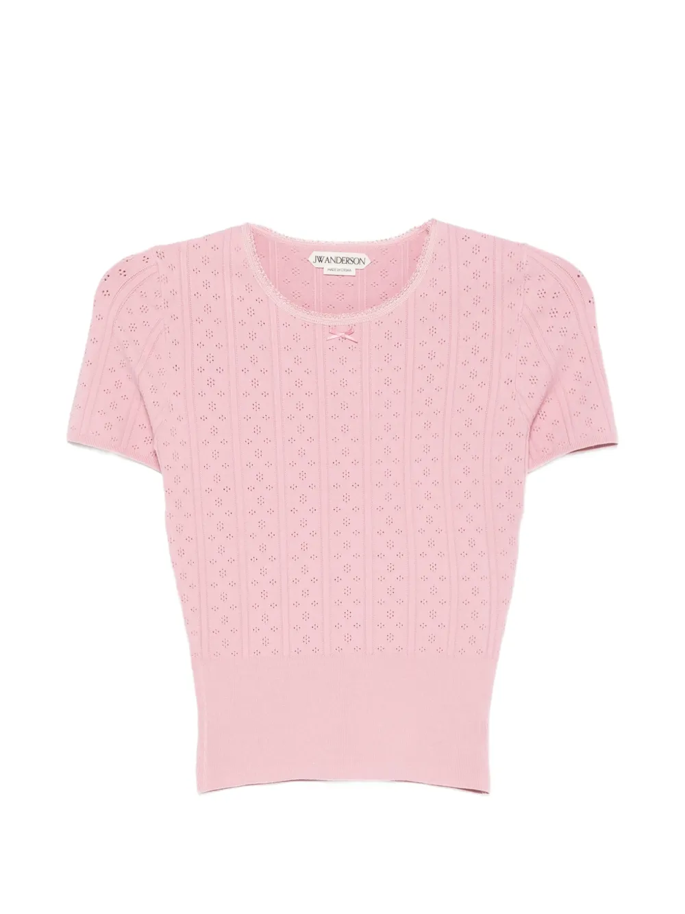JW Anderson Pointelle T-shirt met strikdetail Roze