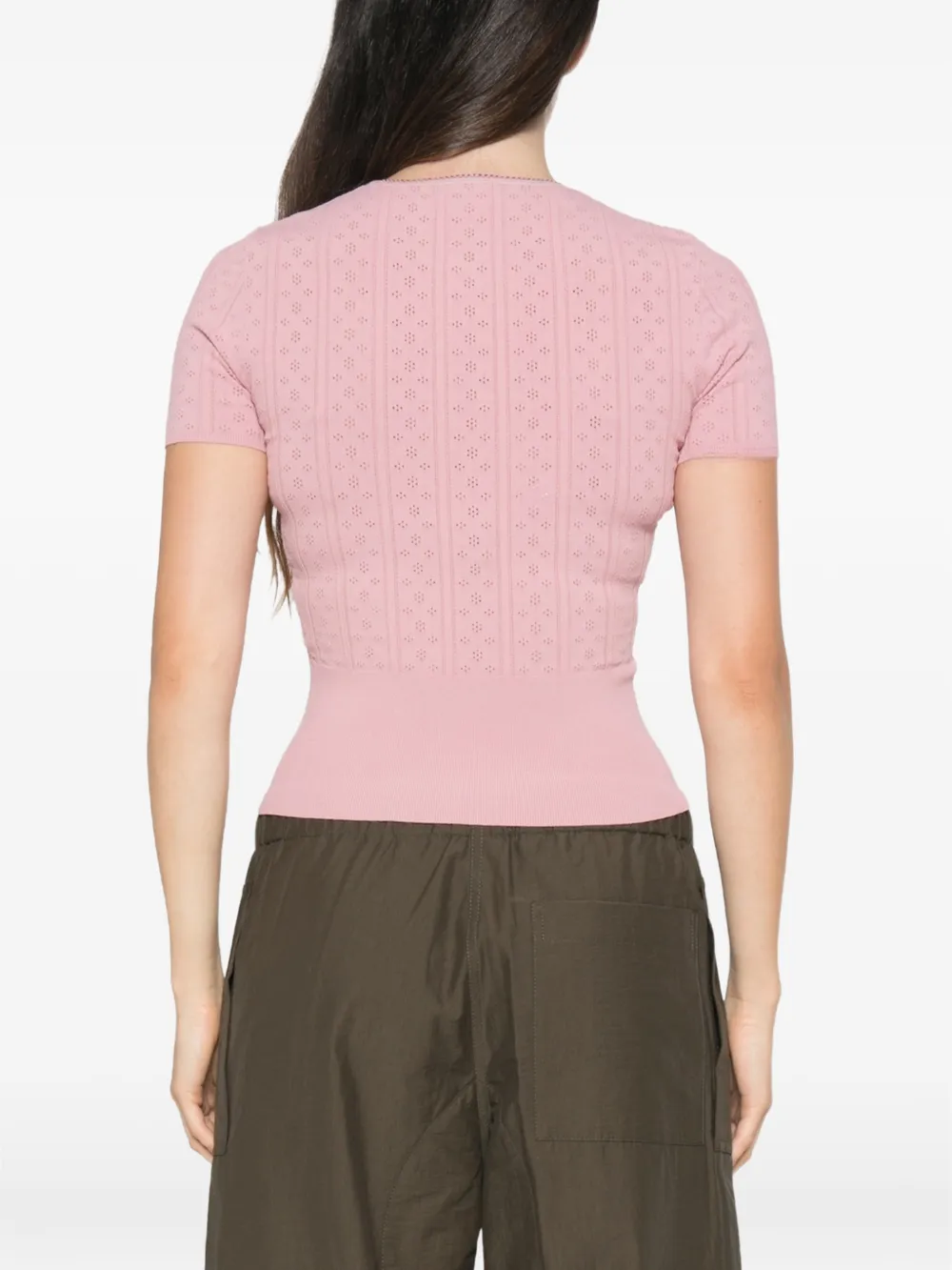 JW Anderson Pointelle T-shirt met strikdetail Roze