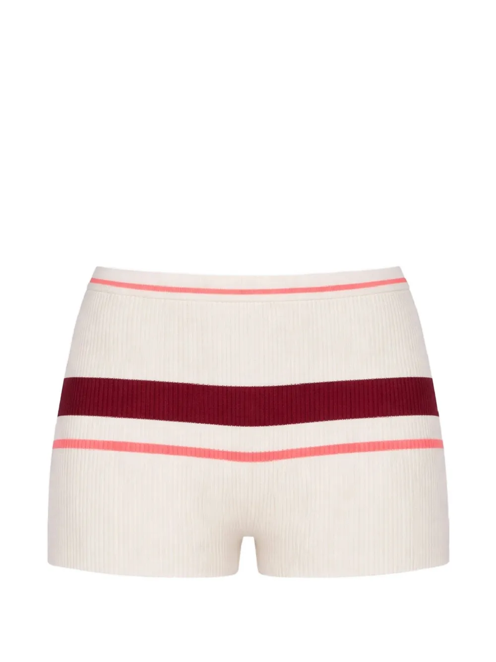 Self-Portrait striped ribbed-knit shorts