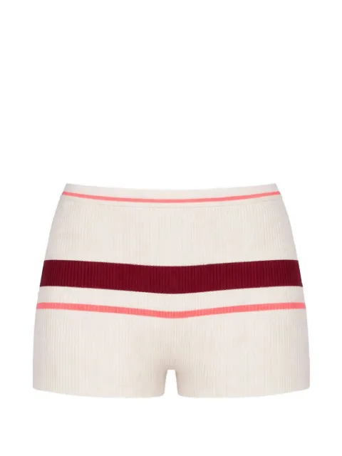 Self-Portrait striped ribbed-knit shorts